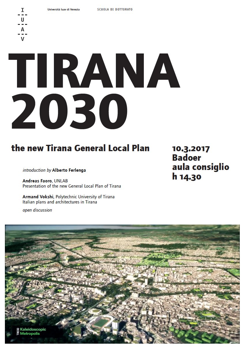 Tirana Urban Plan – Lecture at IUAV